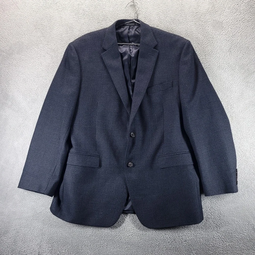 Lauren Ralph Lauren Blazer Mens 44R Blue Wool Check Sport Coat Houndstooth